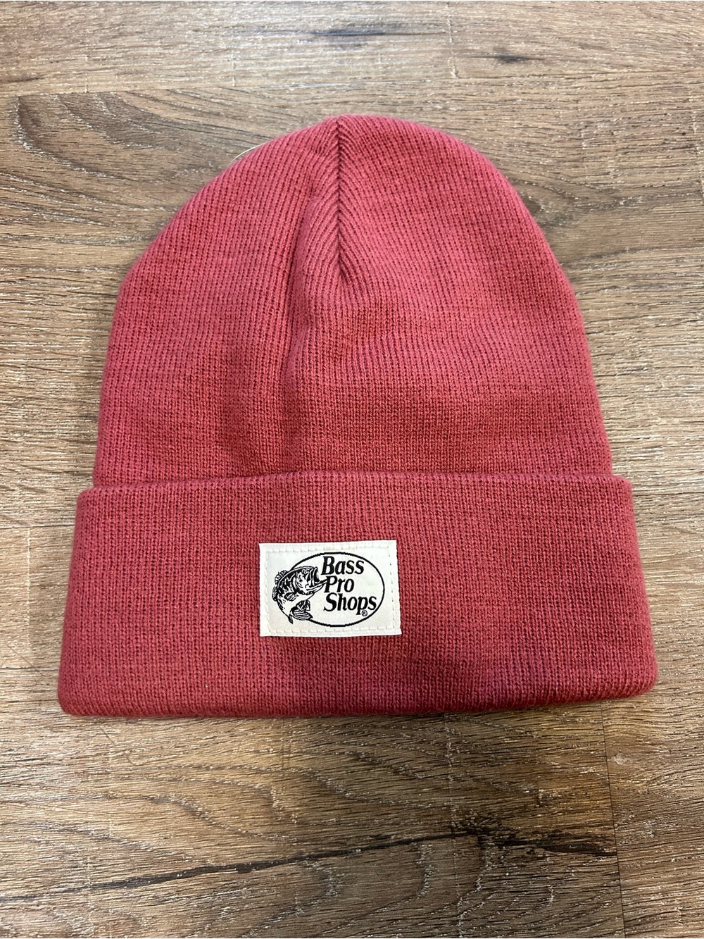 Bass Pro Shops Cuffed Beanie Hat Unisex One Size Red Logo Patch Knit